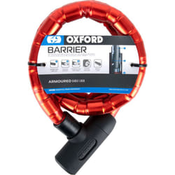 Oxford Barrier Armoured Cable Lock Red - 1.4m x 25mm