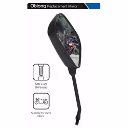 Oxford Oblong Motorcycle Rearview Mirror Glass Left Side 10mm