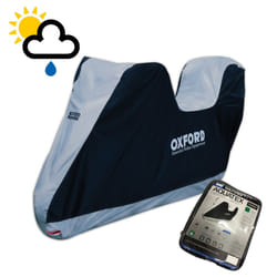 Universal Oxford Aquatex Waterproof Motorbike Silver Black Cover Choice of Sizes - Large