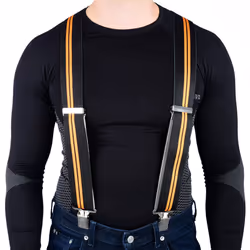 Oxford Riggers Super Strong Trouser / Jeans Braces - Black/Orange
