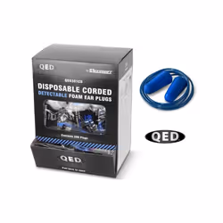 QED Corded Detectable Ear Plugs Blue Wrapped in Pairs SNR39db EN352 Pack 100