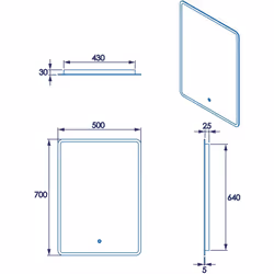 Croydex Bathroom Mirror LED Illuminated Modern Rectangular Lock IP44 500 x 700mm