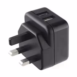 A Quick Charge (QC) & Power Delivery (PD) mains charger with ports for a USB-C and a USB-A charging cable Input: ...