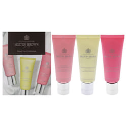 Floral and Spicy Hand Care Collection Set by Molton Brown for Unisex - 3 Pc 1.4oz Delicious Rhubare and Rose Hand Cream, 1.4oz Orange and Hand Cream