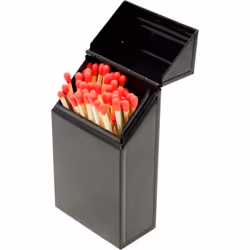 Valiant Match Holder Tidy Storage Box - Black Gloss Steel (FIR241)