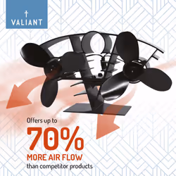 Valiant Stove Fan Whirlwind Twin Blades and Dual Motor - Black