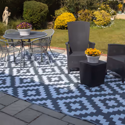 ) Valiant Grey Geometric Outdoor Rug - 9ft x 6ft (2.7m x 1.8m