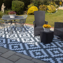 ) Valiant Grey Geometric Outdoor Rug - 9ft x 6ft (2.7m x 1.8m