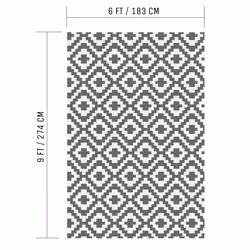 ) Valiant Grey Geometric Outdoor Rug - 6ft x 4ft (1.8m x 1.2m