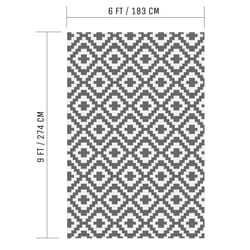 ) Valiant Grey Geometric Outdoor Rug - 6ft x 4ft (1.8m x 1.2m