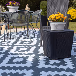 ) Valiant Grey Geometric Outdoor Rug - 6ft x 4ft (1.8m x 1.2m