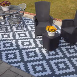 ) Valiant Grey Geometric Outdoor Rug - 6ft x 4ft (1.8m x 1.2m
