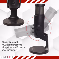 Venom USB Cardioid Streaming Microphone with LED Light Mesh Grill