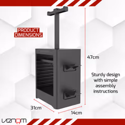 Venom Games Storage Tower with Integrated Controller and Headset Rack