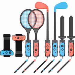 Venom VS4929, Special, Nintendo Switch, Wireless, Blue, Red, Black, Wrist, x2 tennis rackets x2 golf clubs x2 swords x2 leg s ...