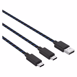 Venom DUAL PLAY & CHARGE CABLE FOR PS5, Cable, PlayStation 5, Black, Blue, 3 m, 50 mm, 40 mm