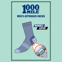 1000 Mile - 1 Pack Mens Approach Repreve Double Layer Socks - 12-14 UK, Charcoal / Orange