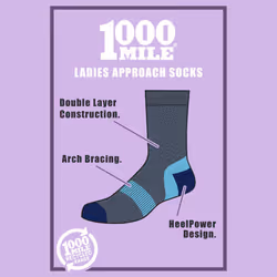 1000 Mile - Ladies Approach Repreve Double Layer Socks - 1 Pack - 3-5.5 UK, Navy / Mauve