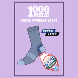 1000 Mile - Ladies Approach Repreve Double Layer Socks - 1 Pack - 3-5.5 UK, Navy / Mauve