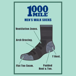 1000 Mile - Pack of Men's Walk Repreve Single Layer Socks - 12-14 UK, Charcoal / Navy