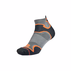 1000 Mile Mens Fusion Double Layer Padded Heel Zone Anklet Sock Purple - M, Black/Orange