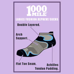 1000 Mile - Women's Eco-Friendly Fusion Socklets - 6-8.5 UK, Silver / Kingfisher