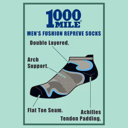 1000 Mile - Eco-Friendly Fusion Socklet for Men - 1 Pack Repreve Socks - 9-11 UK, Silver / Kingfisher