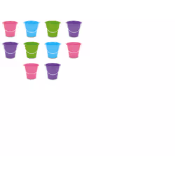 Set Of 10 Mixed Colour Small Beach Buckets - 2 Or 3 Of Each Colour