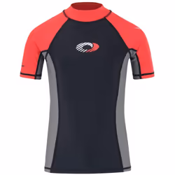 Osprey Kids Short Sleeve Rash Vest Top Black/Red UPF 50+ Size XXS