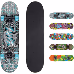 Xootz Kids Complete Beginners Double Kick Trick Skateboard Maple Deck - 31 x 8 Inches Industrial