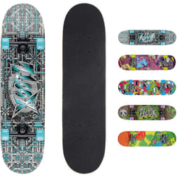Xootz Kids Complete Beginners Double Kick Trick Skateboard Maple Deck - 31 x 8 Inches Industrial