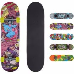 Xootz Kids Complete Beginners Double Kick Trick Skateboard Maple Deck - 31 x 8 Inches Rat Ramp