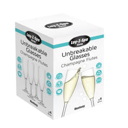 Lay-Z-Spa Premium Plastic Champagne Flute Glasses, Clear Virtually Unbreakable