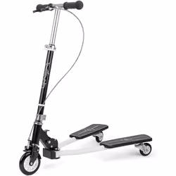 Xootz Kids Y Flicker Scissor Scooter, Folding 3 Wheel Tri Drifter Scooter with Adjustable Handlebars - Black/White