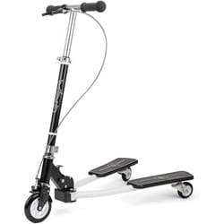 Xootz Kids Y Flicker Scissor Scooter, Folding 3 Wheel Tri Drifter Scooter with Adjustable Handlebars - Black/White