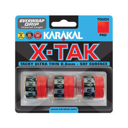 3x Karakal XTAK Overgrip 0.6mm For Tennis Badminton Squash Racketball - Red