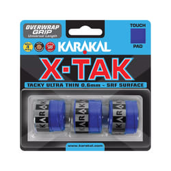 3x Karakal XTAK Overgrip 0.6mm For Tennis Badminton Squash Racketball - Blue
