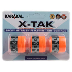 3x Karakal XTAK Overgrip 0.6mm For Tennis Badminton Squash Racketball - Orange