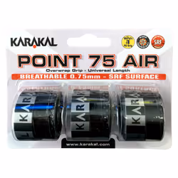 3x Karakal Point 75 Air Overwrap Grip Anti Slip Racquet Protector - Black