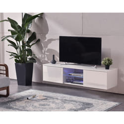MDA Designs Ara White Modern TV Cabinet for Flat TV Screens of up to 65" Entertainment Unit with Built-in Blue LED Lights