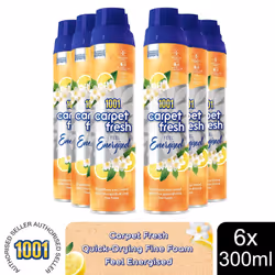 1001 Carpet Fresh Feel Energised Odour Remover Spray, 6x300ml