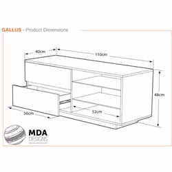MDA Gallus Walnut and Black TV Cabinet for up to 55 inch TVs