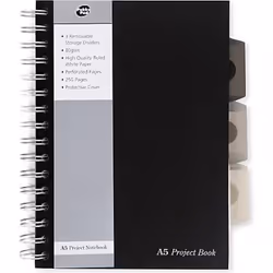 Pukka A5 Wirebound Polypropylene Cover Project Book Ruled 250 Pages Bl
