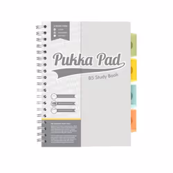 Pukka Pad B5 Study Book with 4 Coloured Dividers 3 Types of Paper Ruling and Revision Cards