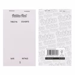 Pukka Restaurant Pad NCR Triplicate Numbered Pages 95mm x 165mm White