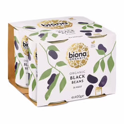 Organic Black Beans 400g, Pack of 4 - In Water, Pre-Cooked & Ready to Eat - No Added Sugar or Salt - Source of Vegan Protein  ...