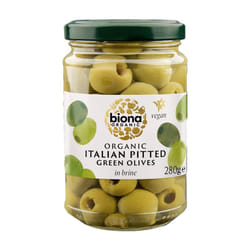 Biona Organic Green Olives in Brine 280g (Pack of 5)