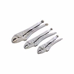 3 Piece Locking Grip Plier Set - 3pc 5 7 10 Mole Grips 125mm 175mm 250mm Pliers - locking grip set 3pc 5 7 10 mole grips pli ...