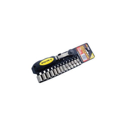 14pc 1/4" Socket Set - 14 Ratchet Includes 13 Sockets Carbonardo Chrome -  14 socket set ratchet 14pc includes 13 sockets carbonardo chrome vanadium