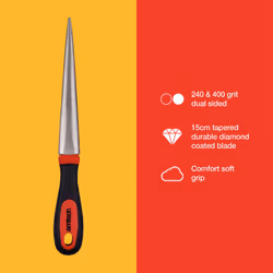 E2556 Diamond Sharpening File for Scissors, Knives and Garden Tools, 2-Sided Flat and Curved